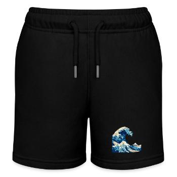 Origami Welle japanische Kunst Hokusai Fuji - Kinder Organic Joggingshorts Mini Bolter von Stanley/Stella - Schwarz - Vorne