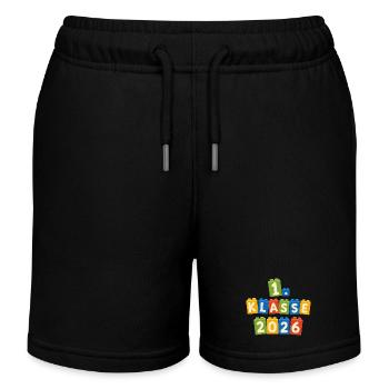 1 Klasse 2026 – Bunte Bausteine - Kinder Organic Joggingshorts Mini Bolter von Stanley/Stella - Schwarz - Vorne