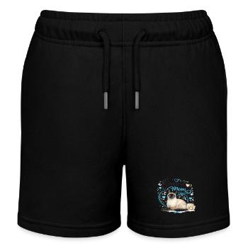 Siamese mom with blue heart paws - Kids Organic Sweat Shorts by Stanley/Stella - black - Front