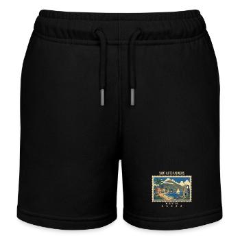 Saint Kitts and Nevis Nevis Vintage Travel Brand - Kids Organic Sweat Shorts by Stanley/Stella - black - Front