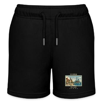 Schweden Malmö Vintage Reisemarke - Kinder Organic Joggingshorts Mini Bolter von Stanley/Stella - Schwarz - Vorne
