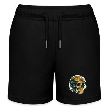 Menschlicher Schädel & Blumen 20 - Kinder Organic Joggingshorts Mini Bolter von Stanley/Stella - Schwarz - Vorne