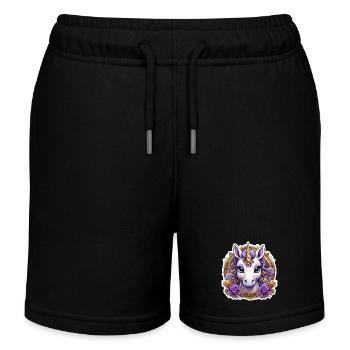 Licorne avec des Roses colorées - Licorne douce - Short de jogging enfant bio Stanley/Stella - noir - Devant