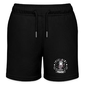 Astronaut with teddy bear - Kids Organic Sweat Shorts by Stanley/Stella - black - Front