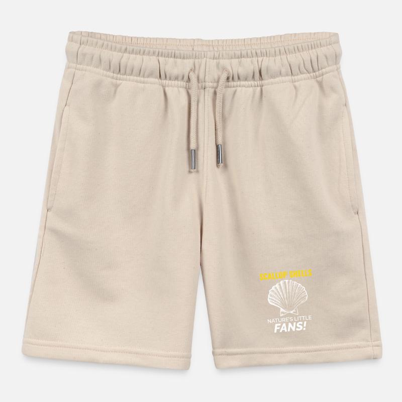 Scallop Seashells Collector Beachcomber Shellfish Kids Organic Sweat Shorts by Stanley/Stella