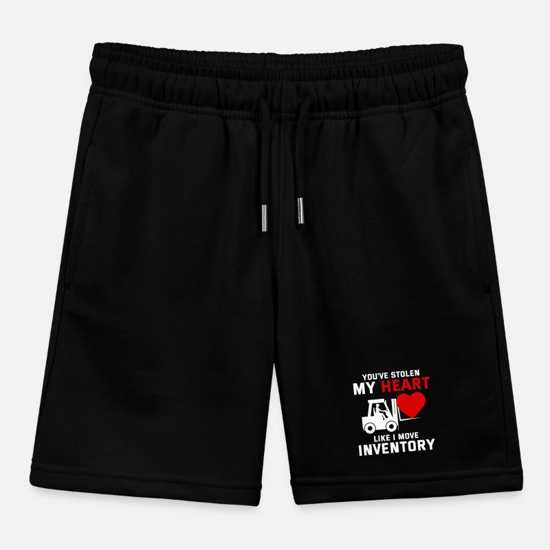 Forklift Operator Driver Valentine’s Day Funny Kids Organic Sweat Shorts by Stanley/Stella