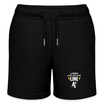 Lineman Life Line Brave Dedicated Work - Kids Organic Sweat Shorts by Stanley/Stella - black - Front