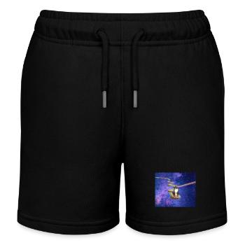 Cute tabby cat in outer space - Kids Organic Sweat Shorts by Stanley/Stella - black - Front