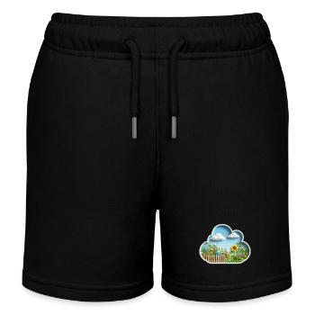 Fleur sur prairie fleurie dans le jardin avec tournesol - Short de jogging enfant bio Stanley/Stella - noir - Devant