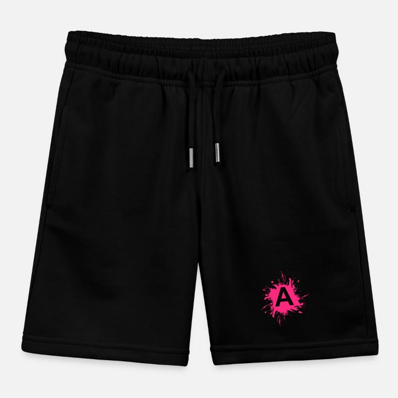 Team A Buchstabe A Anfangsbuchtabe Rosa Kinder Organic Joggingshorts Mini Bolter von Stanley/Stella