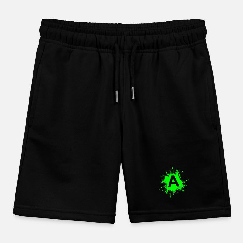 Team A letter A initial letter Kids Organic Sweat Shorts by Stanley/Stella