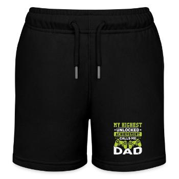 Meine höchste offene Errungenschaft nennt mich Vater - Kinder Organic Joggingshorts Mini Bolter von Stanley/Stella - Schwarz - Vorne