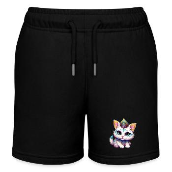 Mardi Gras Katze Karneval Comic - Kinder Organic Joggingshorts Mini Bolter von Stanley/Stella - Schwarz - Vorne