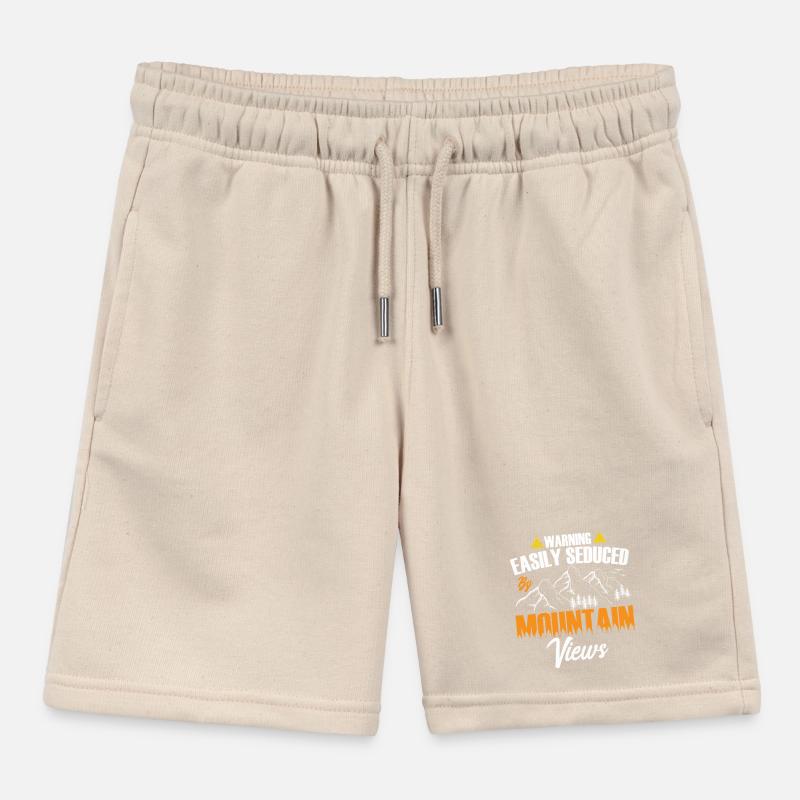 Warning: Easily Seduced by Mountain Views. Kids Organic Sweat Shorts by Stanley/Stella