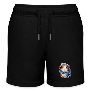 Meerschweinchen mit Schal - Kinder Organic Joggingshorts Mini Bolter von Stanley/Stella - Schwarz - Vorne