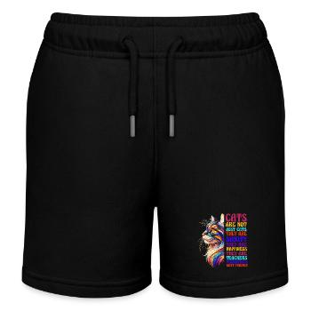 Katzen sind Freunde Katzenmama Katzenfreund Kitten - Kinder Organic Joggingshorts Mini Bolter von Stanley/Stella - Schwarz - Vorne