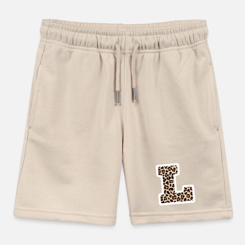 letter L leopard print - birthday gift idea Kids Organic Sweat Shorts by Stanley/Stella