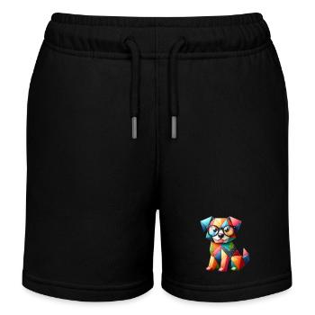 Abstrakter Babyhund mit Brille - Kinder Organic Joggingshorts Mini Bolter von Stanley/Stella - Schwarz - Vorne