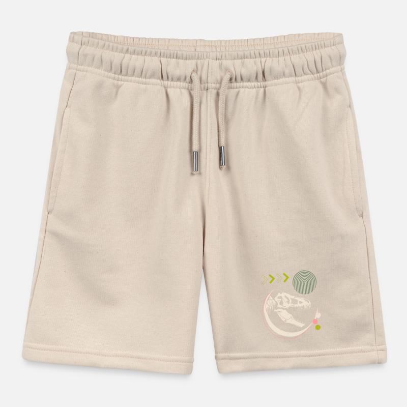 Dino 3, T-Rex, skeleton, wild world Kids Organic Sweat Shorts by Stanley/Stella
