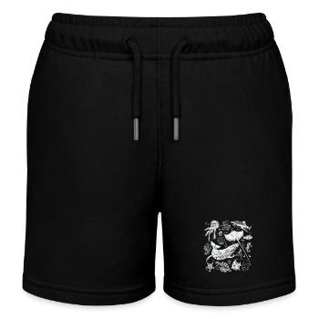 Vintage Tattoo Sea Animal, Retro Ocean Nature - Kids Organic Sweat Shorts by Stanley/Stella - black - Front