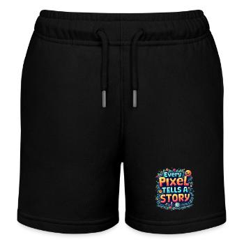 Every Pixel Tells a Story - Retro Gaming - Kids Organic Sweat Shorts by Stanley/Stella - black - Front