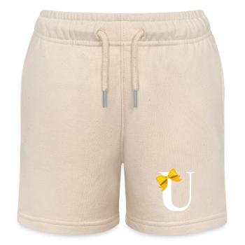 Letter u yellow bow - Kids Organic Sweat Shorts by Stanley/Stella - soft Ecru - Front