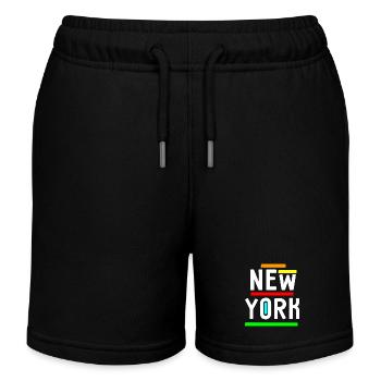 New York - Funny Colorful - USA - America - NYC - Kids Organic Sweat Shorts by Stanley/Stella - black - Front