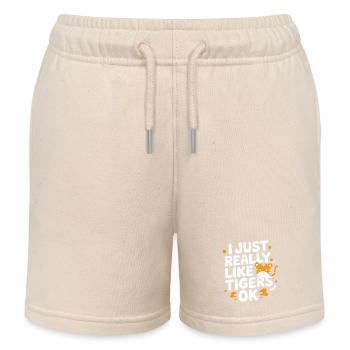 Tiger Animal Zoo Wild Animal - Kids Organic Sweat Shorts by Stanley/Stella - soft Ecru - Front