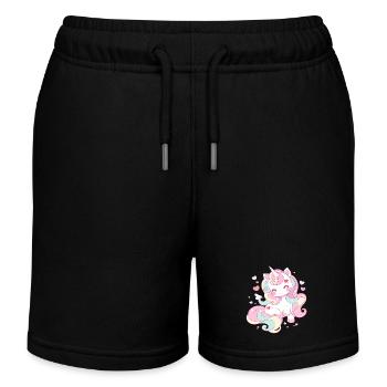 Unicorn chibi gift baby and child - Kids Organic Sweat Shorts by Stanley/Stella - black - Front