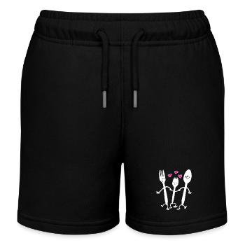 Spork Love Shirt Funny Family Reunion - Kids Organic Sweat Shorts by Stanley/Stella - black - Front