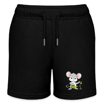 Une mignonne petite souris arrose la plante - Short de jogging enfant bio Stanley/Stella - noir - Devant
