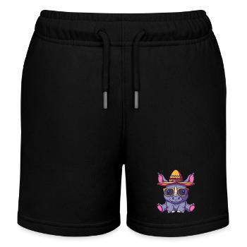 Rhinocéros Sombrero Drôle - Short de jogging enfant bio Stanley/Stella - noir - Devant