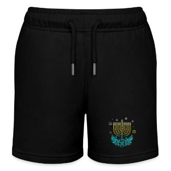 Chanukkah Hanukkah Hanukah Menorah - Kids Organic Sweat Shorts by Stanley/Stella - black - Front