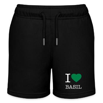 I LOVE BASIL Basilikum - Kinder Organic Joggingshorts Mini Bolter von Stanley/Stella - Schwarz - Vorne