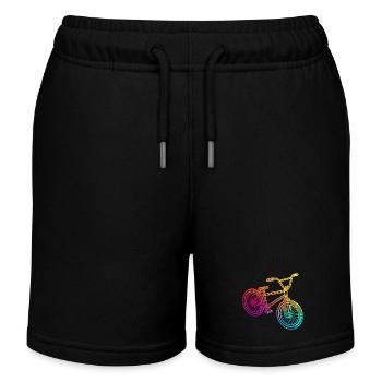 Illustration de vélo géométrique arc-en-ciel - Short de jogging enfant bio Stanley/Stella - noir - Devant