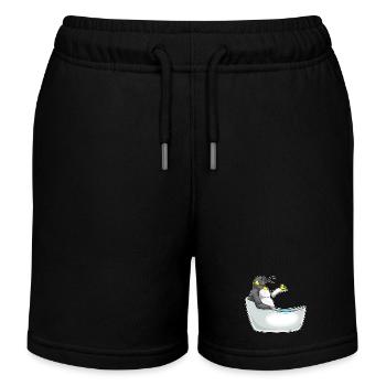 Penguin Bathing Bathtub - Kids Organic Sweat Shorts by Stanley/Stella - black - Front