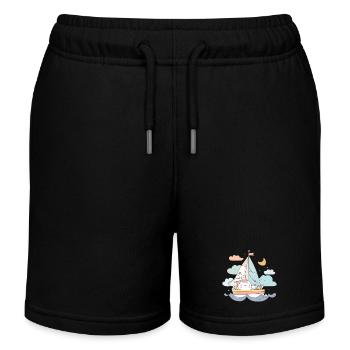 Sailing Comic Style - Kids Organic Sweat Shorts by Stanley/Stella - black - Front