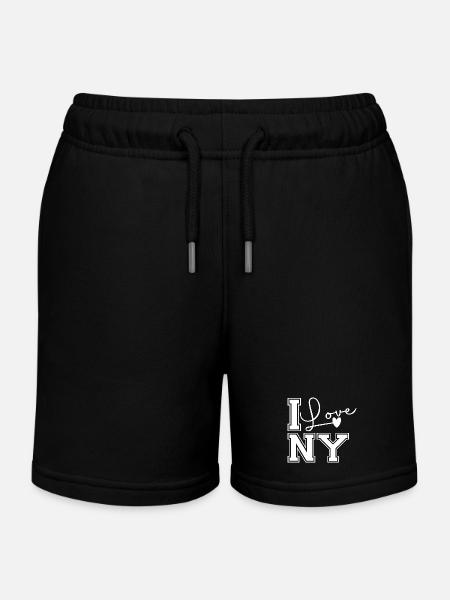 I love ny - Kids Organic Sweat Shorts by Stanley/Stella - black