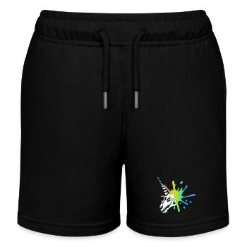 Einhorn-Totenschädel und mehrfarbige Explosion - Kinder Organic Joggingshorts Mini Bolter von Stanley/Stella - Schwarz - Vorne
