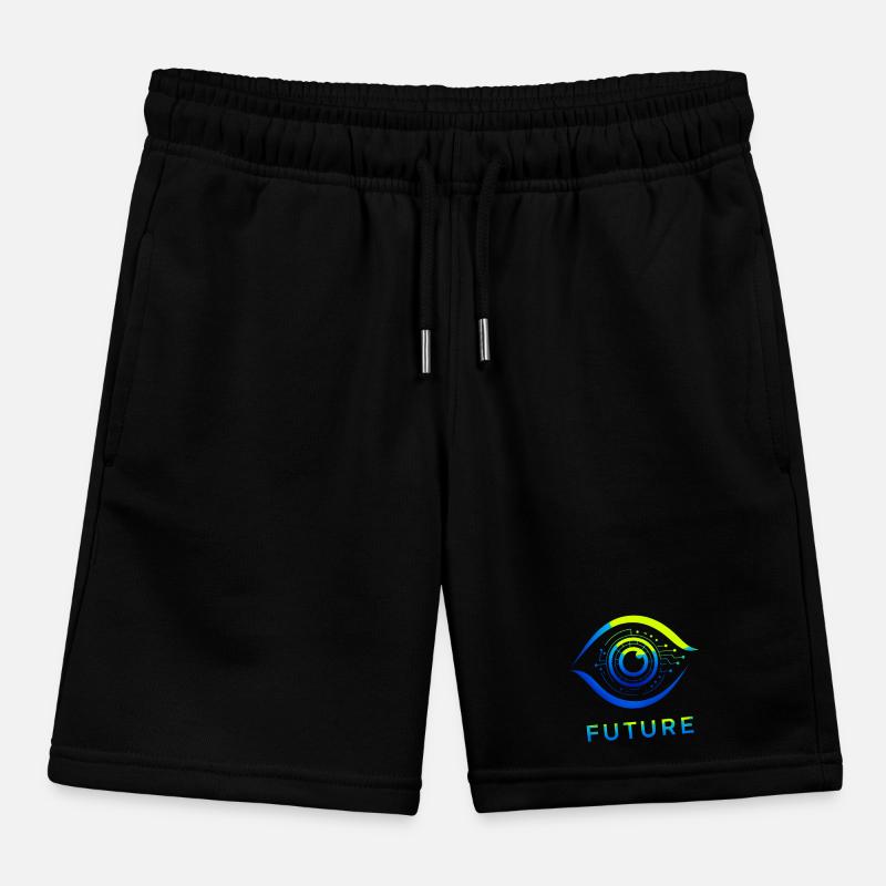 Futuristic Circle Technology Design Kids Organic Sweat Shorts by Stanley/Stella