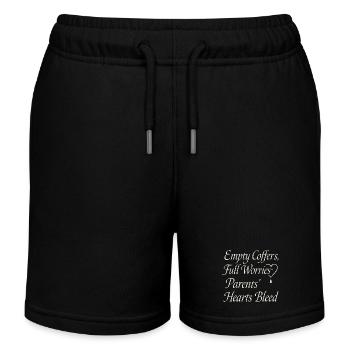 Empty coffers, full of worries - Kids Organic Sweat Shorts by Stanley/Stella - black - Front