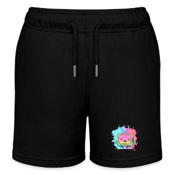 Pastell TV Kawaii Neon - Kinder Organic Joggingshorts Mini Bolter von Stanley/Stella - Schwarz - Vorne