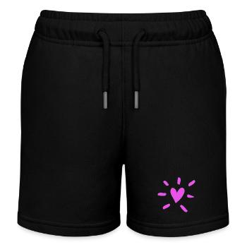 Herz Strahlen Liebe Love pink Comic Like Fan - Kinder Organic Joggingshorts Mini Bolter von Stanley/Stella - Schwarz - Vorne