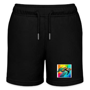 Schildkröte - Kinder Organic Joggingshorts Mini Bolter von Stanley/Stella - Schwarz - Vorne