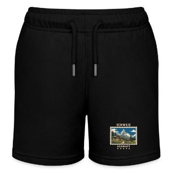 Schweiz Zermatt Vintage Reisemarke - Kinder Organic Joggingshorts Mini Bolter von Stanley/Stella - Schwarz - Vorne