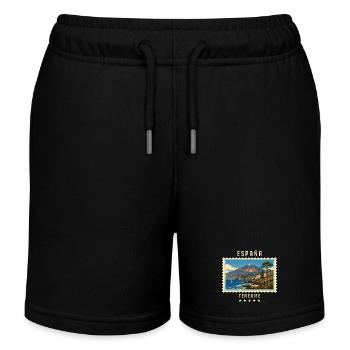 Spanien Teneriffa Vintage Reisemarke - Kinder Organic Joggingshorts Mini Bolter von Stanley/Stella - Schwarz - Vorne