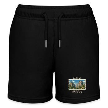 Griechenland Meteora Vintage Reisemarke - Kinder Organic Joggingshorts Mini Bolter von Stanley/Stella - Schwarz - Vorne