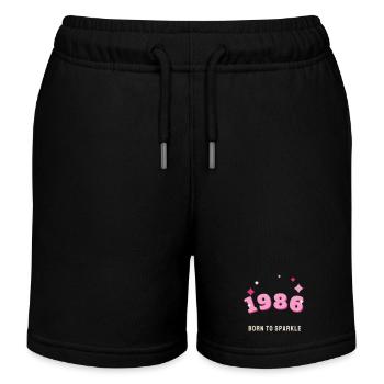 1986 Born to Sparkle Jahrgang 40. Geburtstag - Kinder Organic Joggingshorts Mini Bolter von Stanley/Stella - Schwarz - Vorne