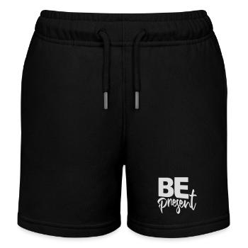 Be present at the moment here and now Quote Text - Kids Organic Sweat Shorts by Stanley/Stella - black - Front
