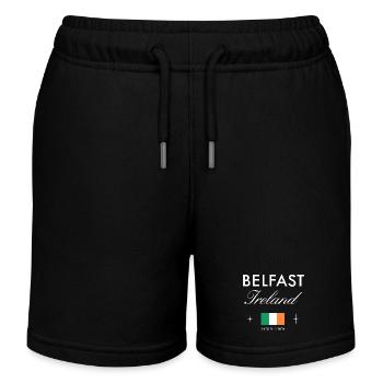 Belfast Northern Ireland Coordinates Travel Souvenir - Kids Organic Sweat Shorts by Stanley/Stella - black - Front